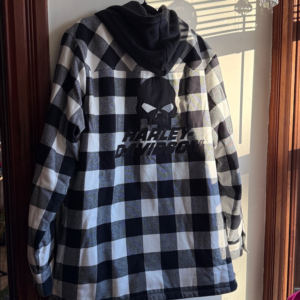 Harley-Davidson Skull Black and White Plaid Men's Jacket
